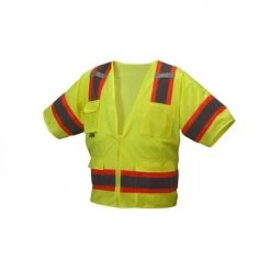 Pyramex Class 3 Hi-Vis Lime Safety Vest 8 Pocket Zipper RVZ3410 -Gray Jacks Online Shop 21432 eialifq93xoz2bmj