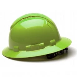 Pyramex Ridgeline Full Brim Vented Hard Hat - Hi-Vis Lime HP54131V